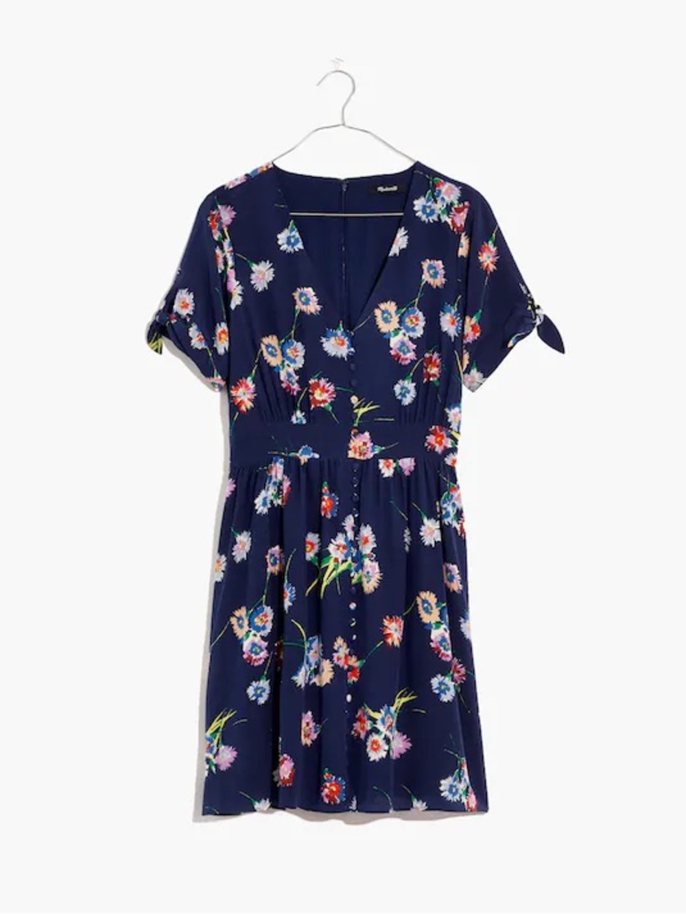Madewell 100% Silk Blue Floral Mini Dress Size 2 / fits a Size 4
